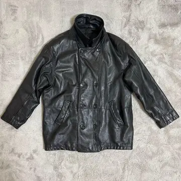 오버 사이즈 가죽 더블 브레스트 자켓