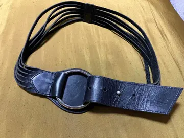 PINK HOUSE 블랙 가죽 프린지 벨트