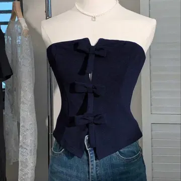 리본 포함 네이비 베어탑