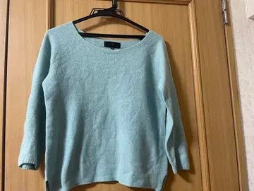 캐시미어 100% 블루 7부 소매 니트