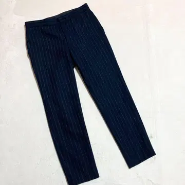 미라 오웬 슬랙스 스트라이프 (0) 네이비 울 혼방