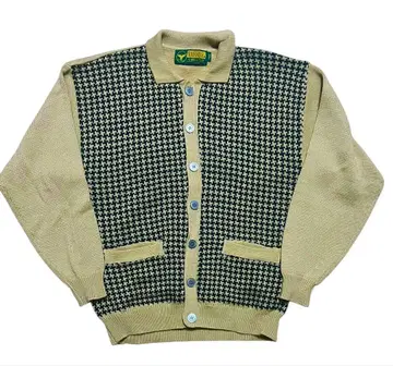 RAFFINE SWEATER 빈티지 하운드투스 체크 패턴 니트 가디건