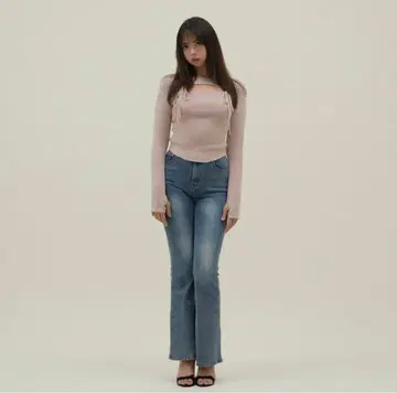 bebe 니트 탑 핑크 베이지