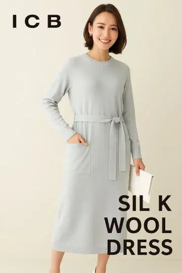 ICB! 실크 울 원피스 빅 사이즈 L 자유구 23구 쿠미쿄쿠