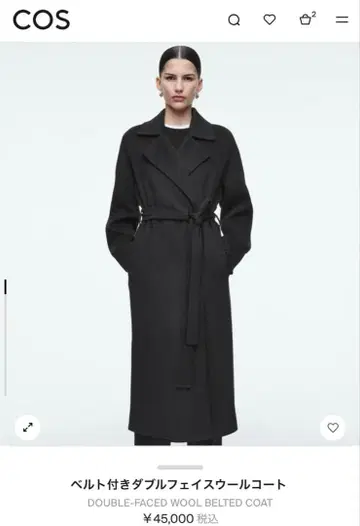 COS 더블 페이스 울 벨트 코트 블랙