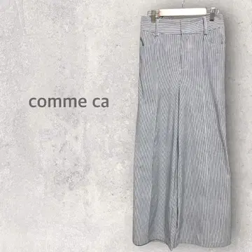 [] 스트라이프 패턴 와이드 팬츠 L 센터 플리츠 캐주얼 스타일