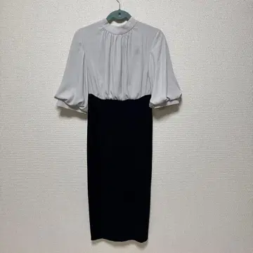 [택 포함 새상품] 야마다야 FENNEL 9호 벌룬 슬리브 하이넥 드레스