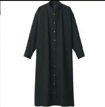 [ 새상품 ] MUJI 고밀도 직조 원피스 블랙 긴팔 심플 롱 원피스