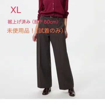 [ 미사용 ] UNIQLO 브러쉬드 저지 턱 와이드 팬츠 다크 브라운