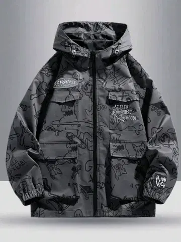 그래피티 프린트 나일론 자켓 L 사이즈