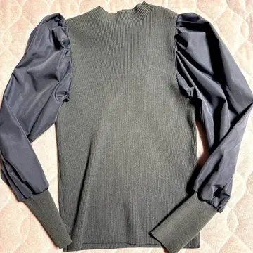 [ 미사용 ] INDIVI 하이넥 퍼프 슬리브 니트 38