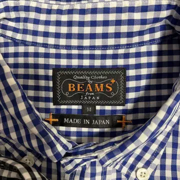BEAMS PLUS 깅엄 체크 버튼 다운 셔츠 M 네이비