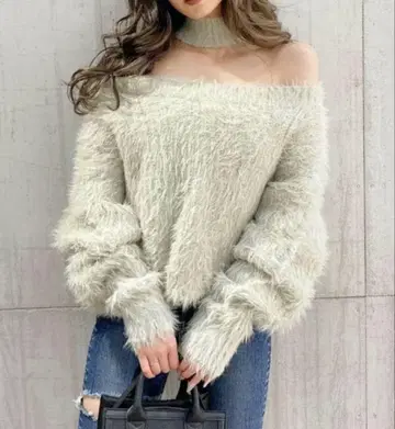 GYDA 2WAY 샤기 초커 니트탑