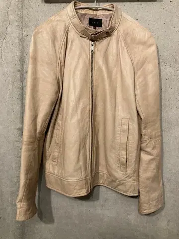 [ YEVS ] 남성용 가죽 싱글 라이더 자켓 L 사이즈 베이지