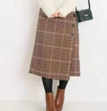 스피크&스팬 체크 크로스 스커트
