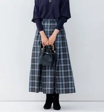 23구 S [세탁 가능] 나일론 체크 타프타 턱 스커트 30