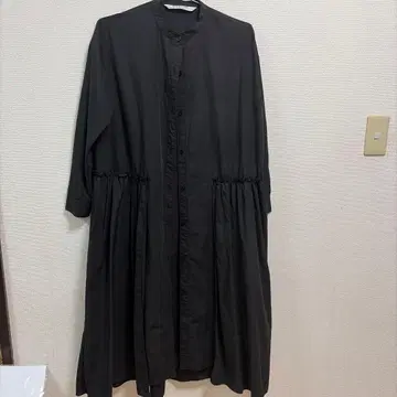 Ray BEAMS 블랙 노카라 셔츠 원피스