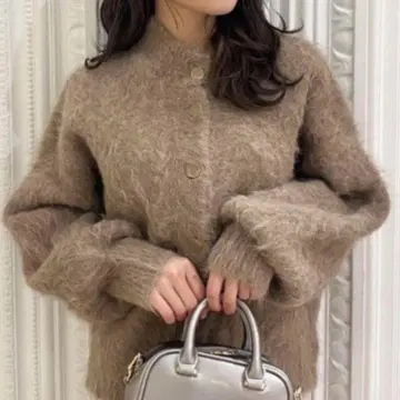 SNIDEL 스나이델 비쥬 버튼 가디건 브라운