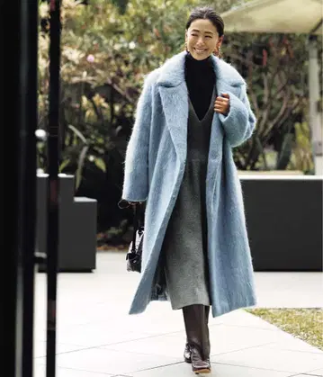 N.O.R.C 노크 샤기 코트 롱 코트 모헤어