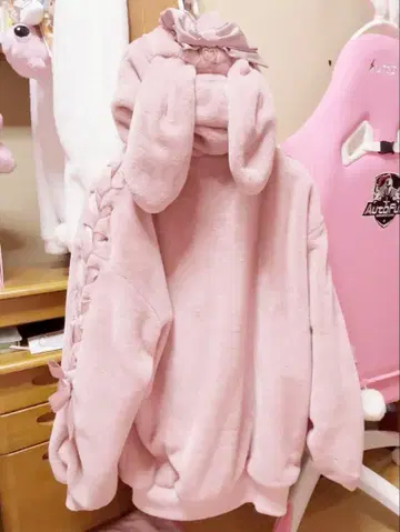 리즈리사 토끼 귀 퍼 블루종 토끼 귀 후드 퍼 블루종