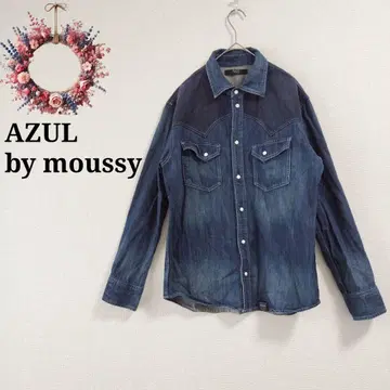 아줄바이마우지 데님 셔츠 코듀로이 이소재 Y2K 00s