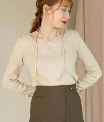 hinari 멜란지 디자인 상의 [ 베이지 free ]