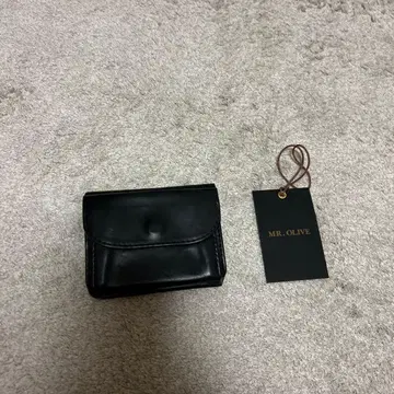 MR. OLIVE 블랙 가죽 접이식 지갑