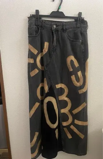 imperfect 데님 블랙 롱 데님 스커트