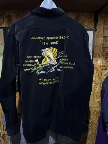 schott 샷 벨로아 수베니어 셔츠 XL 스카잔 패턴 블랙 호랑이