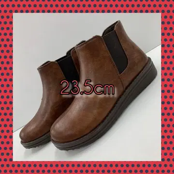 새상품 23.5cm 사이드 고어 부츠 와이드 트렌드 부츠 브라운