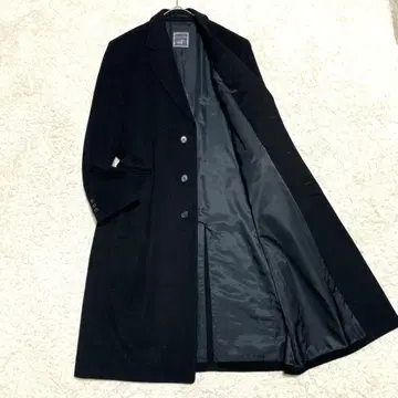 빅 사이즈 울 x 캐시미어 체스터 코트 롱 코트 블랙