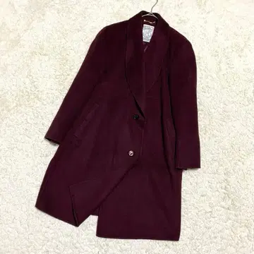 캐시미어 혼방 울 핸드메이드 한 장 재단 롱 코트 보르도