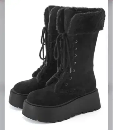 스웨이드 무스탕 레이스업 부츠