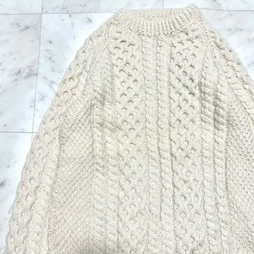 아란 니트 핸드 니트 퓨어 아이리쉬 울 전통 패턴 스웨터