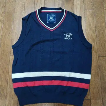 커터 & 벅 네이비 V넥 베스트 LL 골프웨어