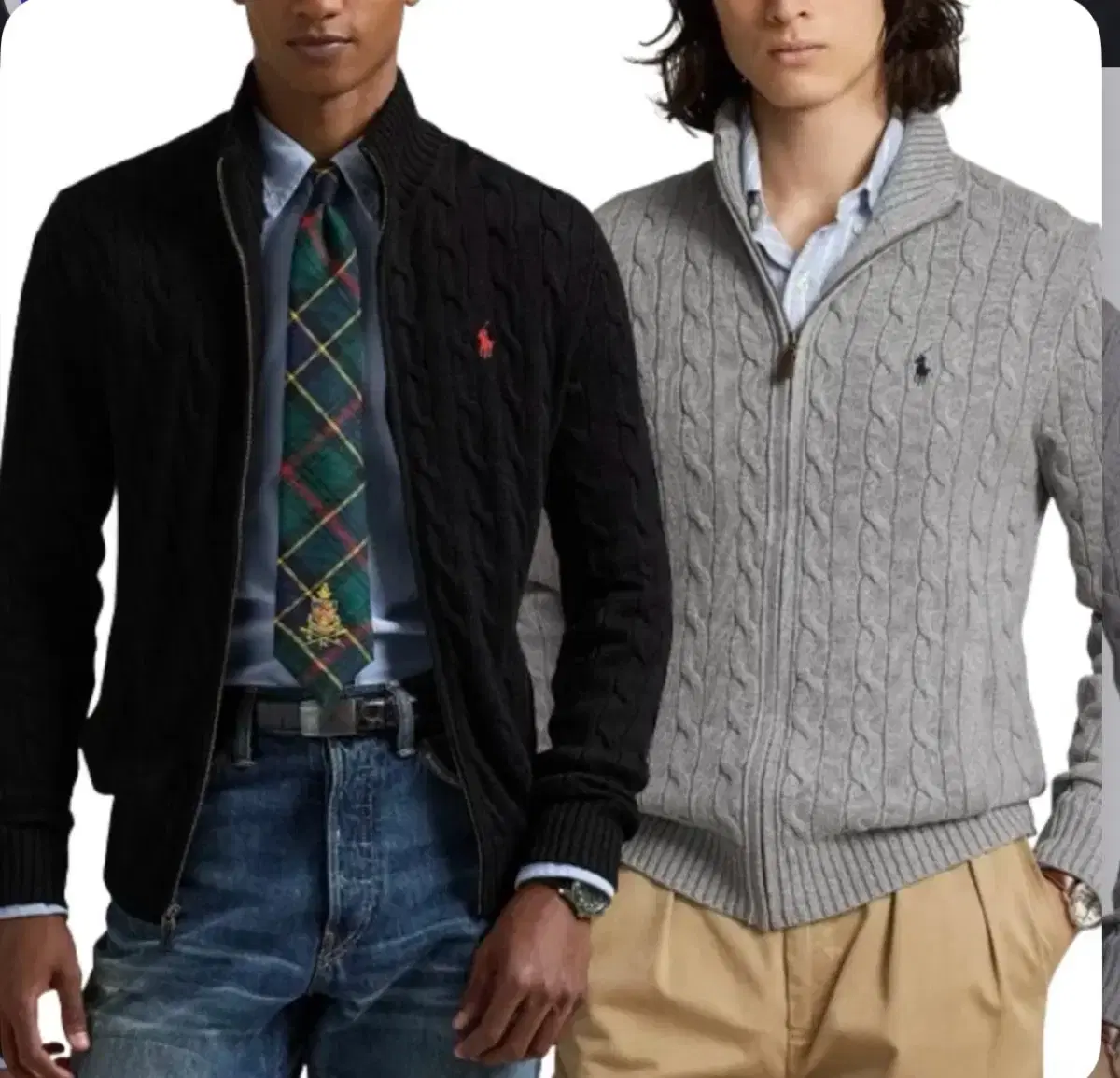 Authentic/Free Shipping) New Polo Ralph Lauren Cable Knit Full Zip-Up Sweater