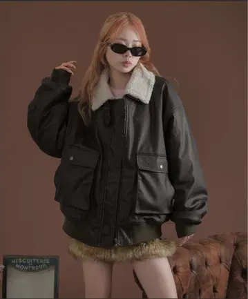 sedacle 보아 안감 인조 가죽 블루종