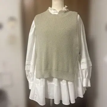 니트 베스트 x 티어드 블라우스