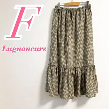 Lugnoncure 르농큐르 그린 플레어 스커트 올 패턴 허리밴딩