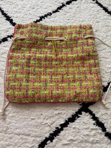 미사용 새상품 Charmant Sac 트위드 파우치 그린 핑크