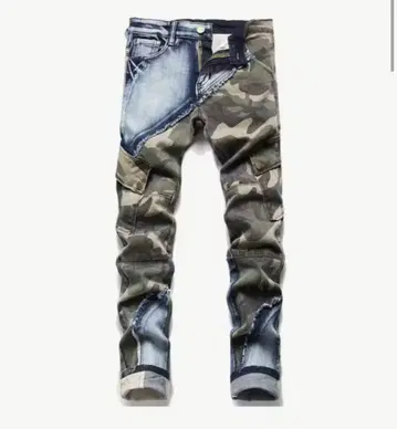 카모플라쥬 데님 슬림핏 팬츠