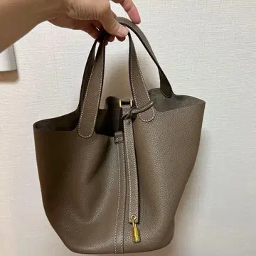 브라운 가죽 토트백