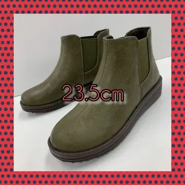 새상품 23.5cm 사이드 고어 부츠 와이드 트렌드 부츠 카키