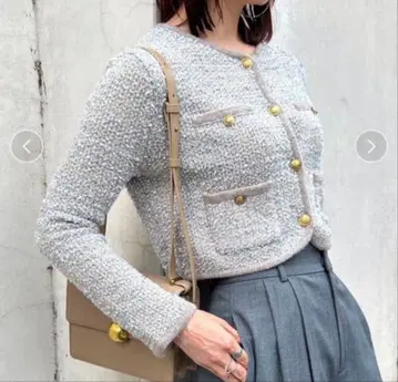 믹스 트위드 니트 가디건