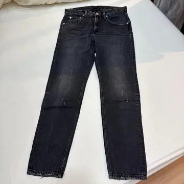 블랙 스트레이트 청바지 마감