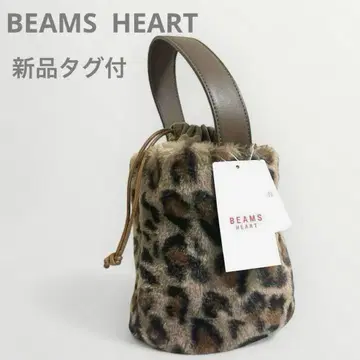 택 포함 새상품 BEAMSHEART 레오파드 퍼 핸드백 복조리 버킷