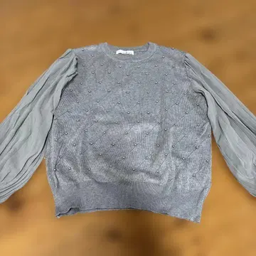 et Alors (애로우) 그레이 니트 스웨터 벌룬 슬리브