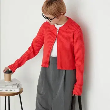 [ 시착만 한 상품 ] forksy. 숏 기장 드라이버즈 니트 레드