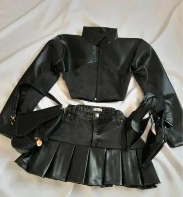 가죽 데님 자켓