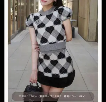 Darich 하트 무늬 아가일 스커트 다리치